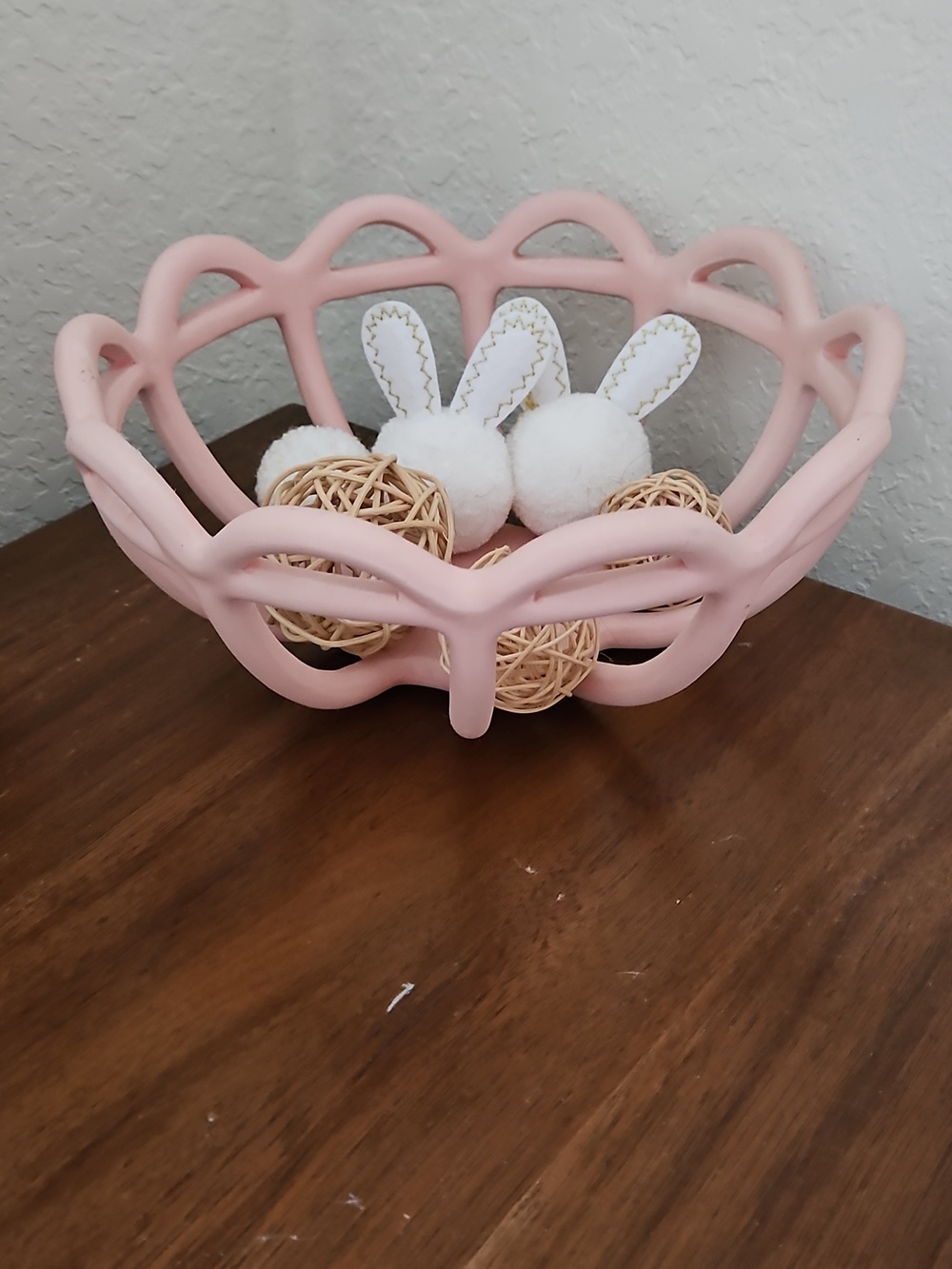 Kids Decorative Pink Basket Ceramic with Plush Toy